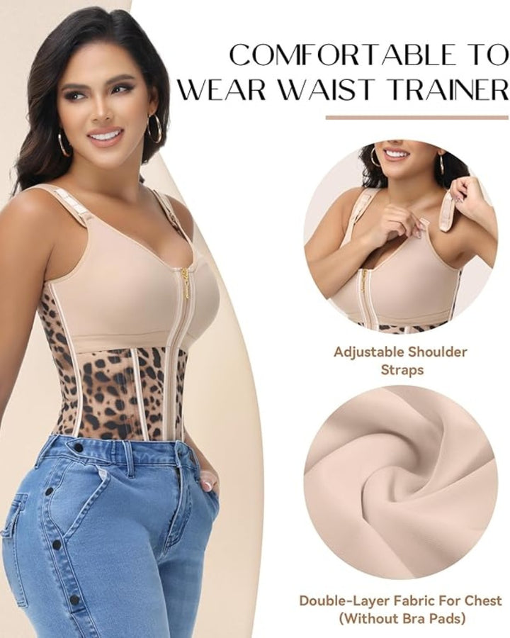 Shapshe® Fajas Colombianas Korsett mit Reißverschluss vorne Bauchkontrolle Taillentrainer mit Stahlknochen