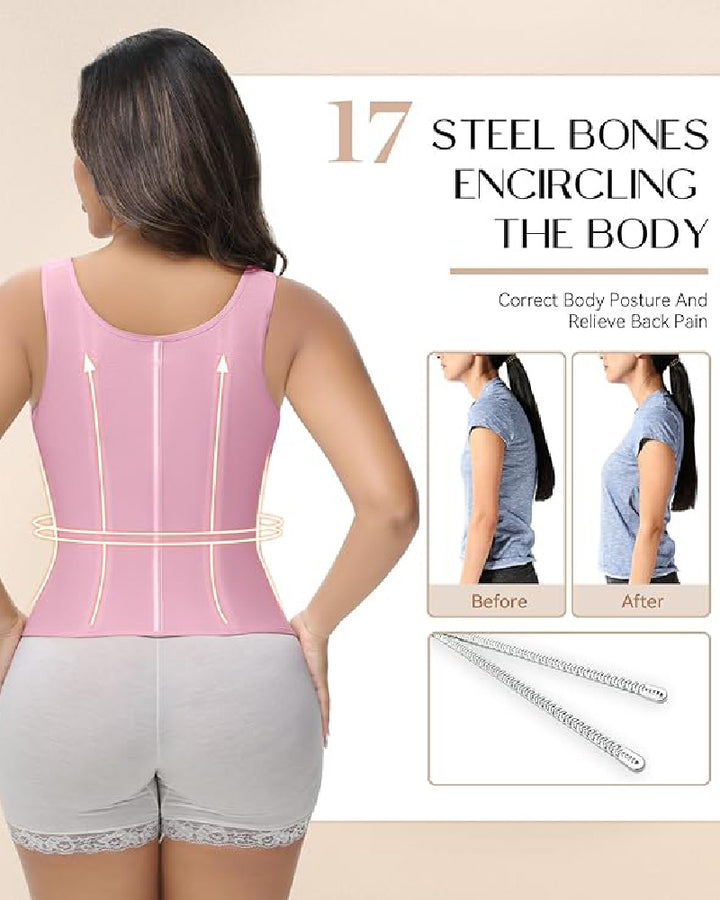 Shapshe® Fajas Colombianas Korsett mit Reißverschluss vorne Bauchkontrolle Taillentrainer mit Stahlknochen