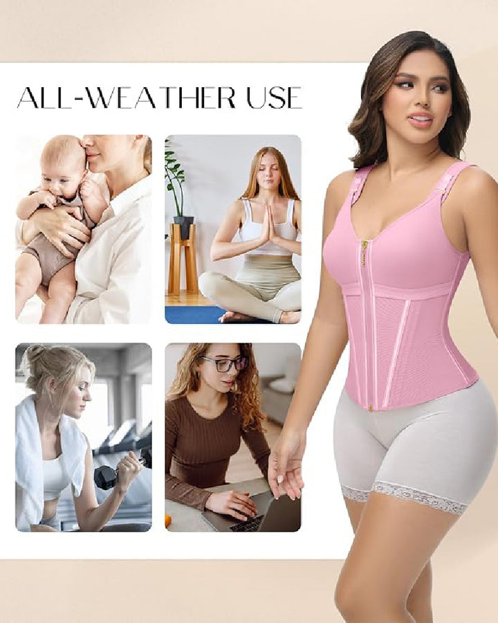 Shapshe® Fajas Colombianas Korsett mit Reißverschluss vorne Bauchkontrolle Taillentrainer mit Stahlknochen