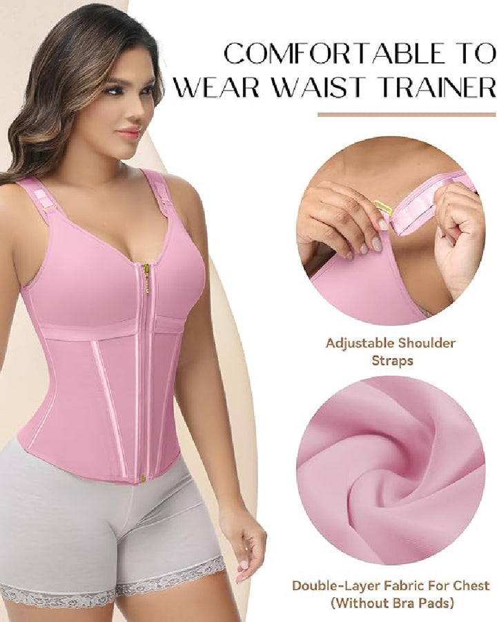 Shapshe® Fajas Colombianas Korsett mit Reißverschluss vorne Bauchkontrolle Taillentrainer mit Stahlknochen
