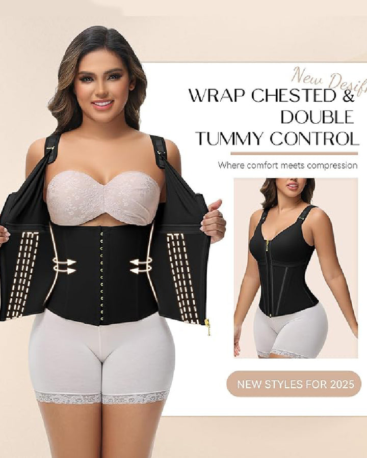 Shapshe® Fajas Colombianas Korsett mit Reißverschluss vorne Bauchkontrolle Taillentrainer mit Stahlknochen