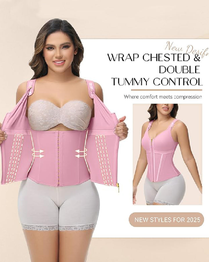Shapshe® Fajas Colombianas Korsett mit Reißverschluss vorne Bauchkontrolle Taillentrainer mit Stahlknochen