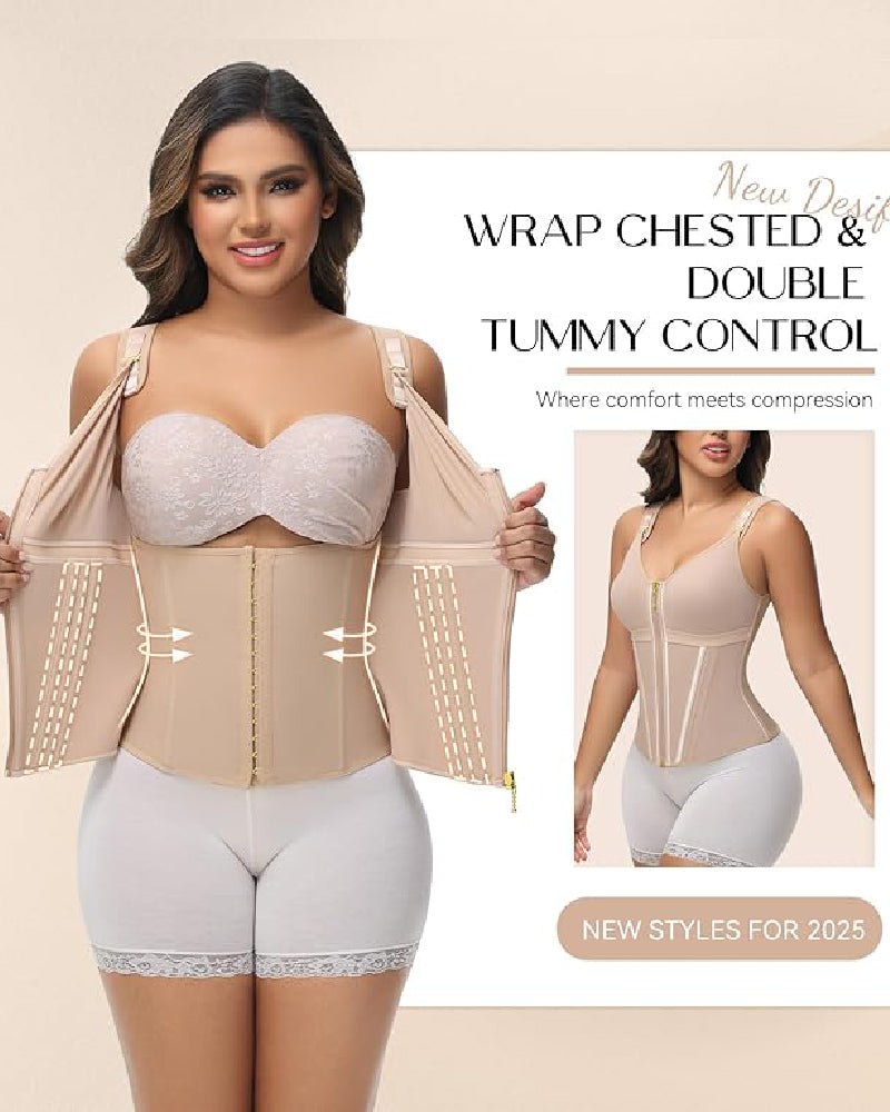 Shapshe® Fajas Colombianas Korsett mit Reißverschluss vorne Bauchkontrolle Taillentrainer mit Stahlknochen
