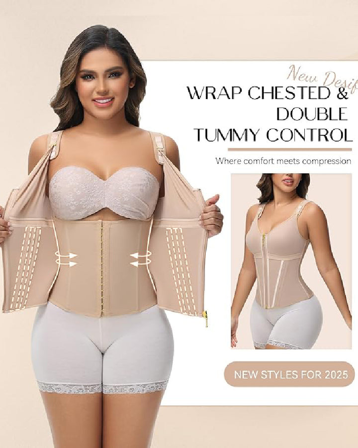 Shapshe® Fajas Colombianas Korsett mit Reißverschluss vorne Bauchkontrolle Taillentrainer mit Stahlknochen