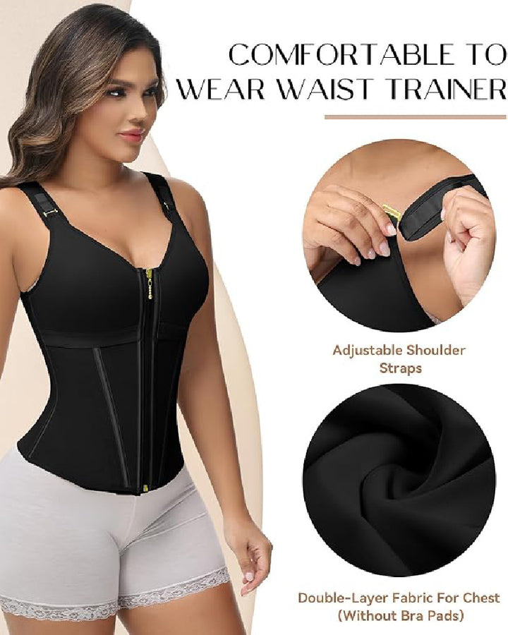 Shapshe® Fajas Colombianas Korsett mit Reißverschluss vorne Bauchkontrolle Taillentrainer mit Stahlknochen