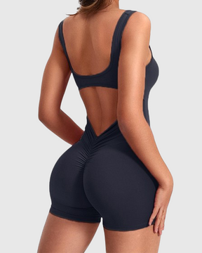 Sexy rückenfreier One Shoulder Bodysuit ohne Ärmel mit Dreiviertel-Hosen