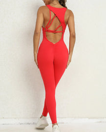 Damen Jumpsuit mit Schöner Rückseite ärmellos Elastischer Strumpfhose