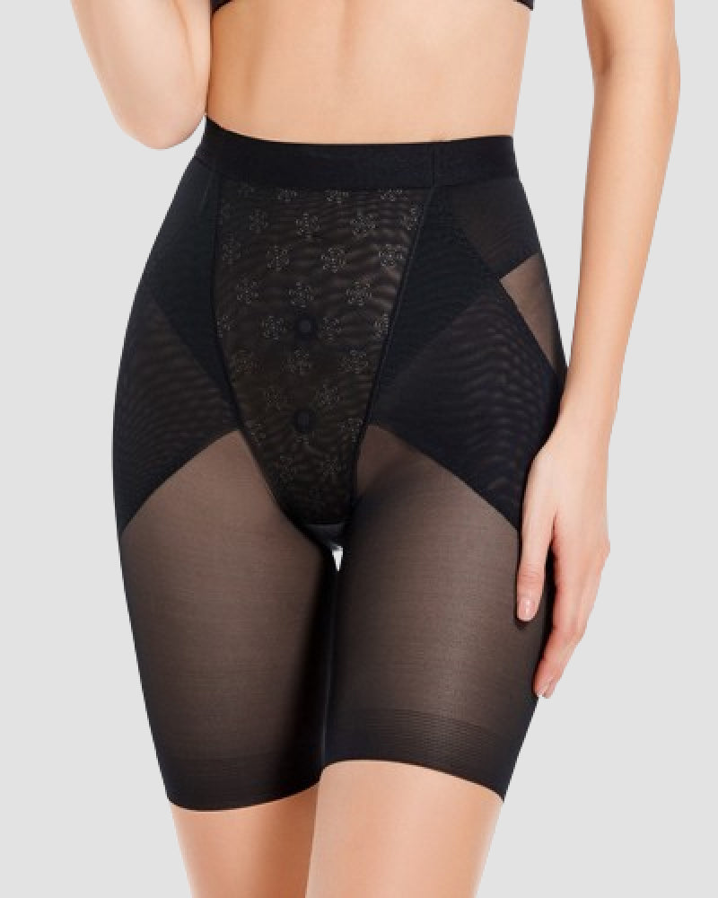 Hoher Taille Mesh Shapewear Shorts Bauchkontrolle Gürtel Shaping Unterwäsche