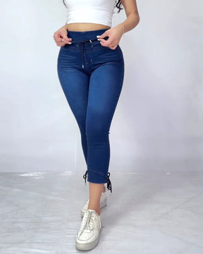 Damen Skinny Jeans mit elastischem Bund und mittlerer Elastizität und hoher Taille