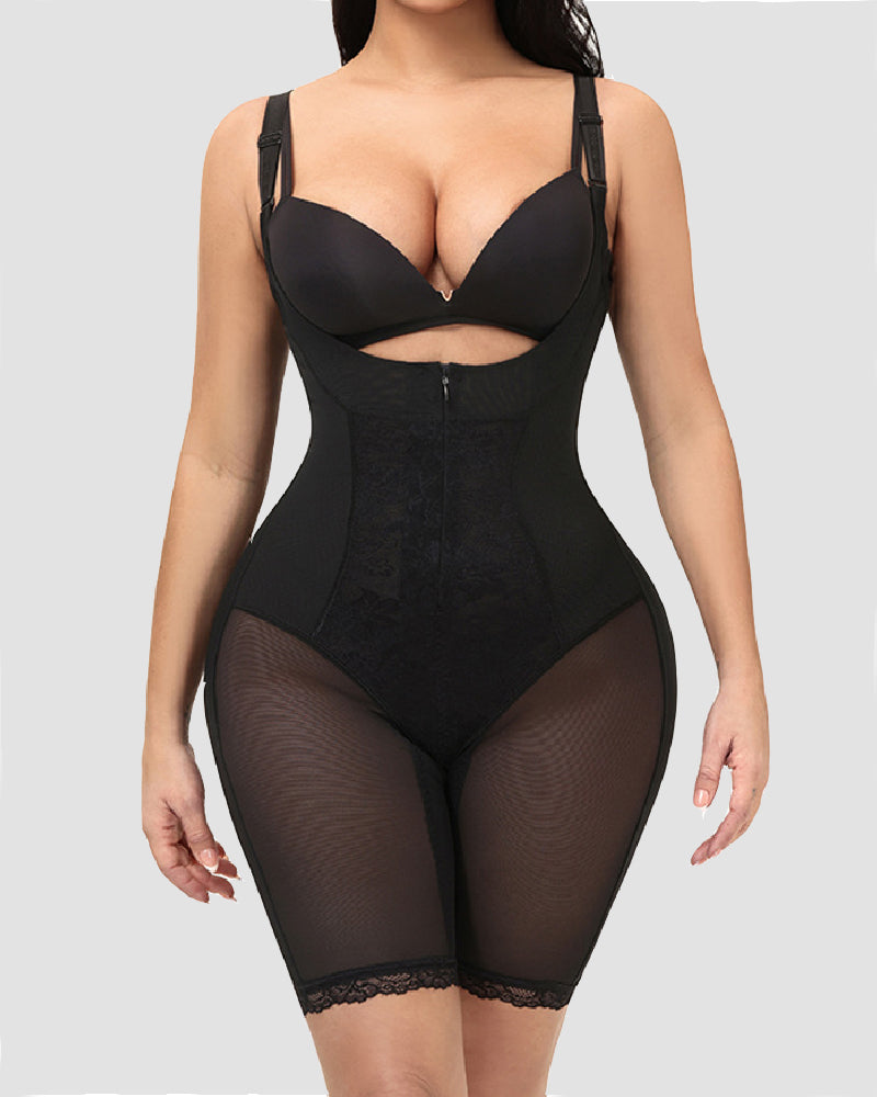 Damen Unsichtbarer Postpartum Offener Schritt Bauchweg Korsett Shapewear Body Mit Bein