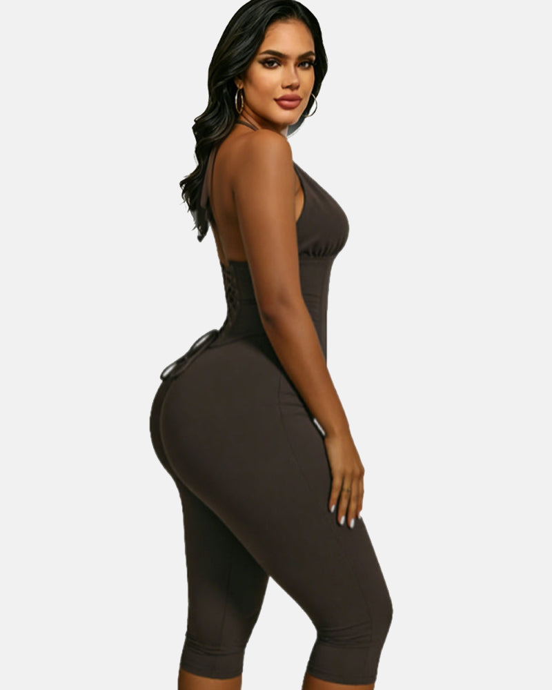 Hourglass Figure The Corset Body Shaper Waist Cincher Capri Jumpsuit Two-Piece Set