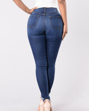 Skinny Jeans mit Hoher Taille Dehnbar Weich und Slim Fit Retro Distressed Jeans