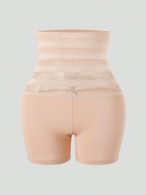 Hoher Taille Gestreift Hohl Shapewear Höschen Bauchweg Postpartale Unterwäsche