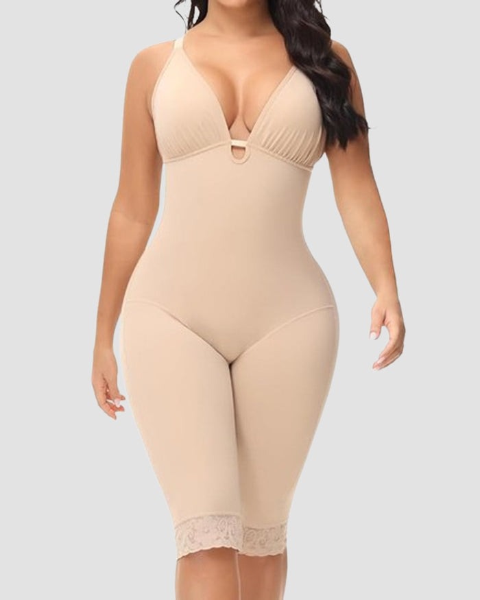 U Plunge Bauchweg Mittlerem Oberschenkel Bodysuit Nahtloser Ganzkörper Fajas Shapewear