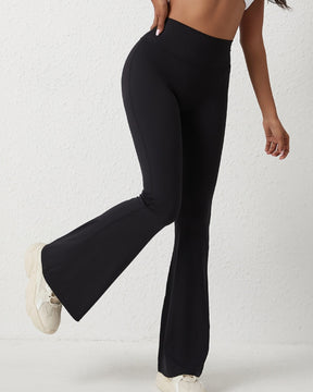 Pfirsichfarbene Hüft Leggings mit Hoher Taille und Hüftlift Yoga Schlaghose