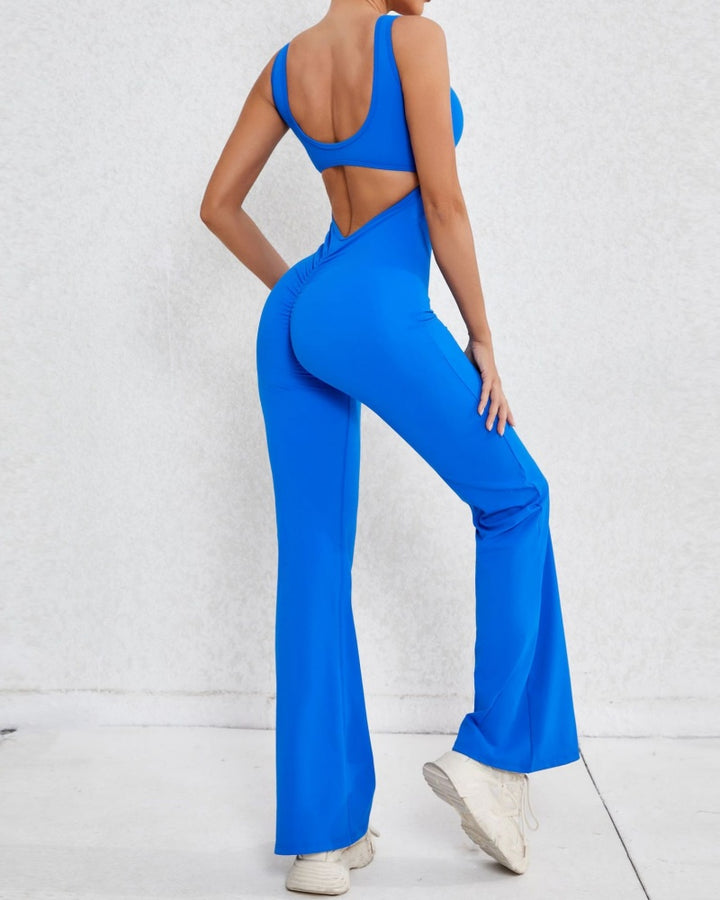 Sportlicher Yoga-Jumpsuit mit Ausgestelltem Bein und Hohlem Rücken