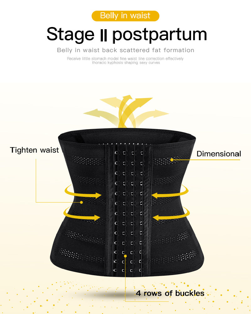 Damen Atmungsaktiver Verstellbarer Haken Taillentrainer Postpartum Bauchweg Gürtel