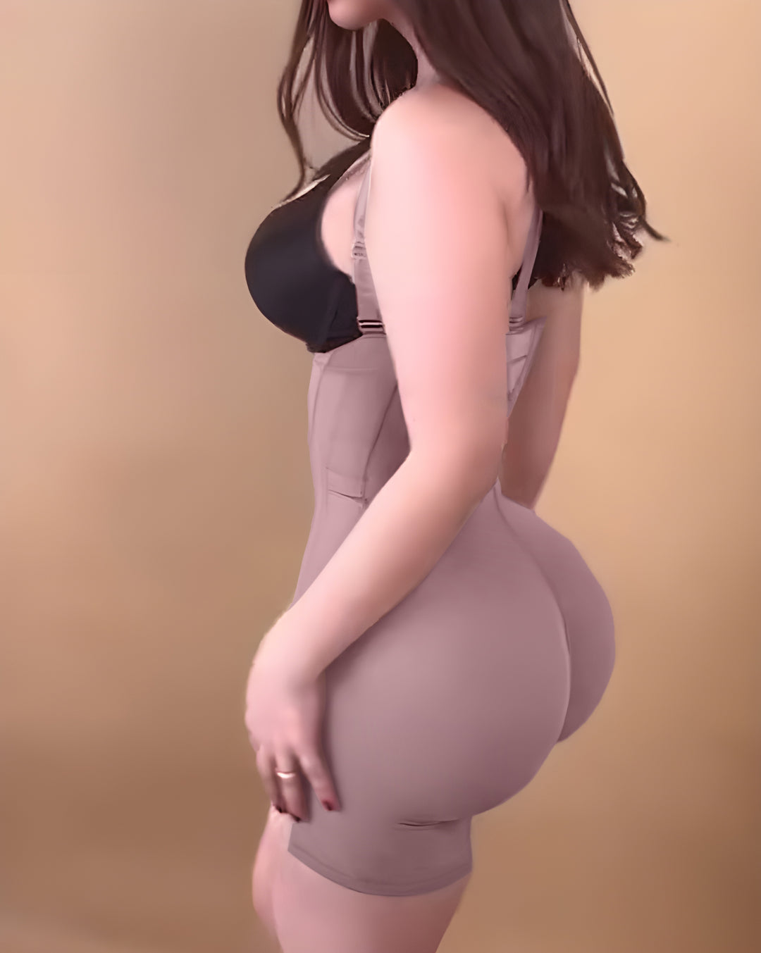 Kolumbianische Hüftgürtel Transparentes Netzgewebe Offene Brust Bauchkontrolle Body Shaper
