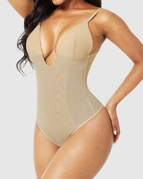 Damen Tiefem V-Ausschnitt Shapewear U-förmigem Rücken Nahtloser Tanga Bodysuit