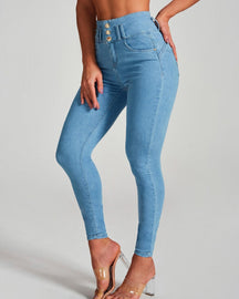 Skinny-Stretch-Shaping-Po-Lift-Jeans mit Hoher Taille