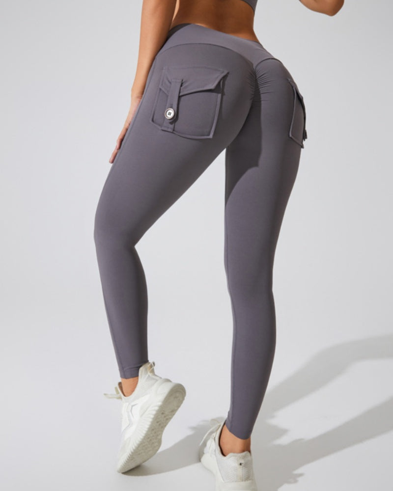 Peach Hip Fitness Leggings mit Cargo Taschen