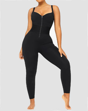 Damen Ärmelloser Jumpsuit Bauchweg Einteilig Verstellbare Träger Taillenbund Overall