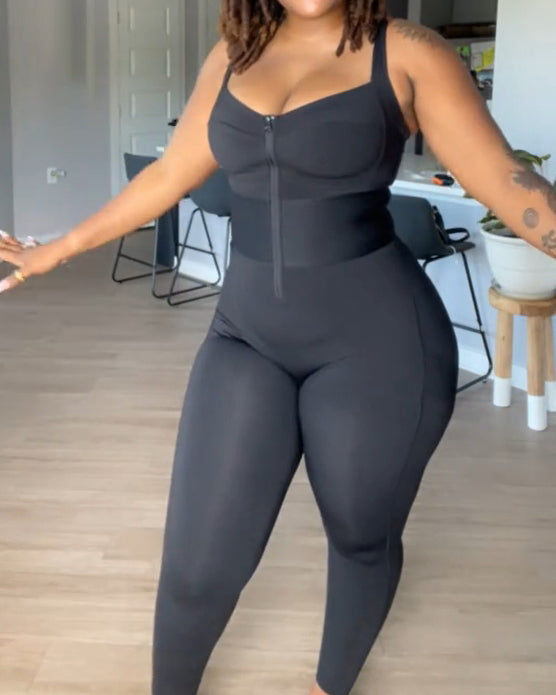 Shapshe® Damen Ärmelloser Jumpsuit Bauchweg Einteilig Verstellbare Träger Taillenbund Overall