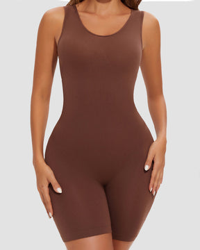 Nahtloser Bauchweg Body Einteiler Ärmellos Offener Schritt Ganzkörper Shapewear