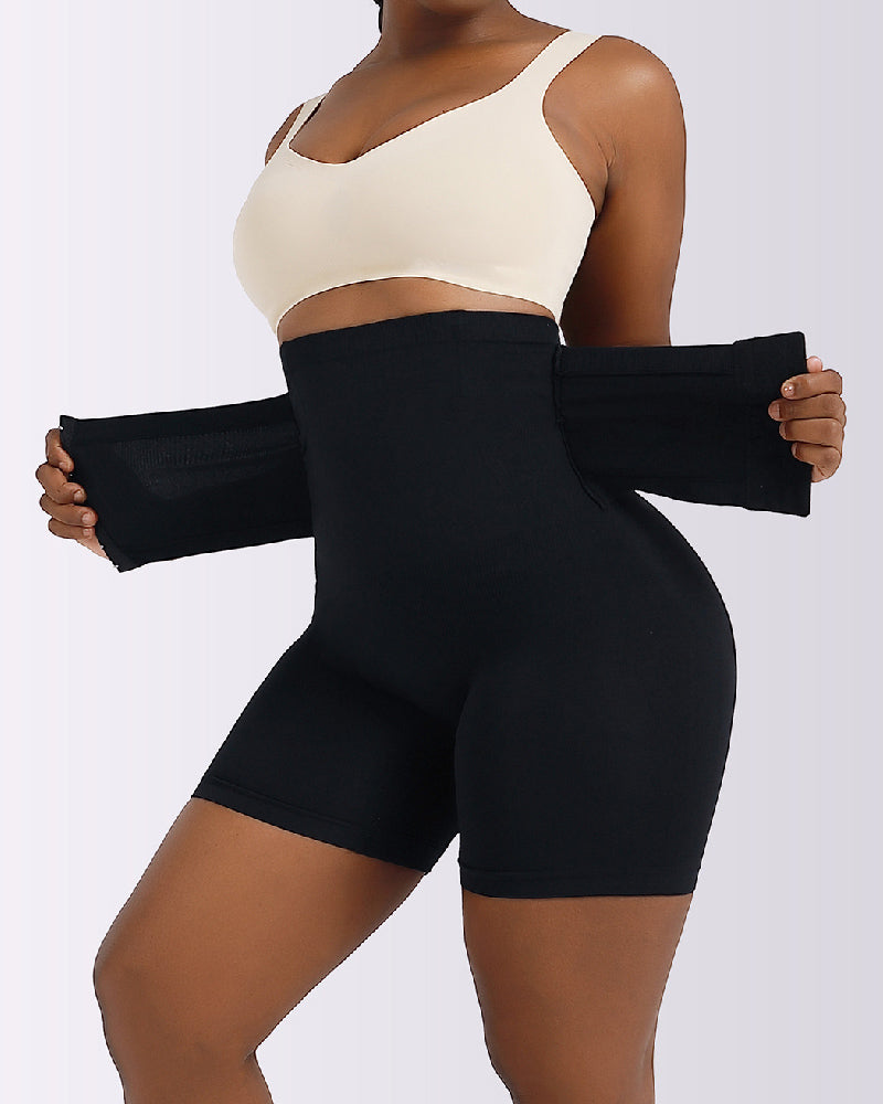 Hoher Taille Dehnbare Sanduhr Schnallengürtel Korsett Po-Lift Shapewear Shorts