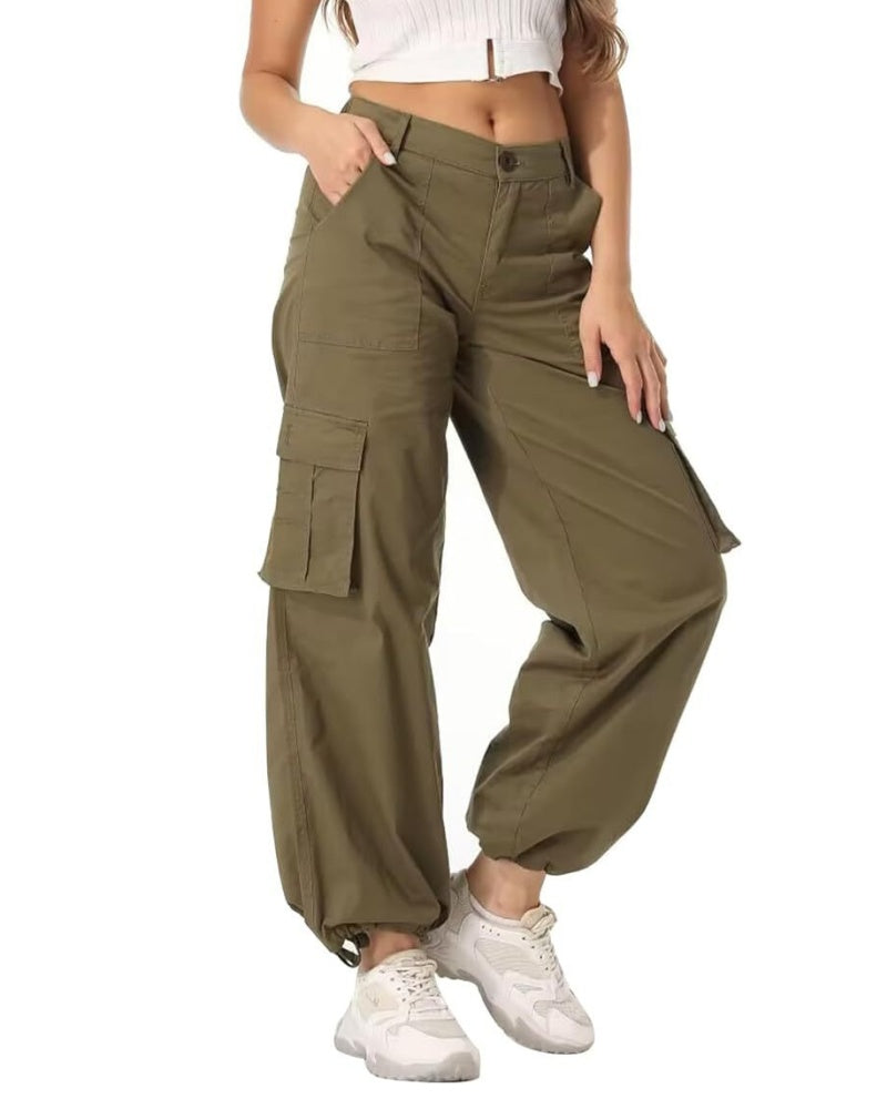 Lockere Lässige Cargohose für Damen mit Weitem Bein und Hoher Taille