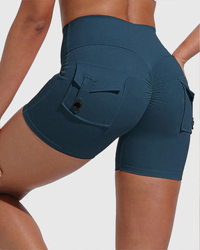 Damen Yoga Shorts Hip Lift Cargo Gesäßtaschen