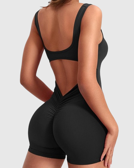 Sexy rückenfreier One Shoulder Bodysuit ohne Ärmel mit Dreiviertel-Hosen