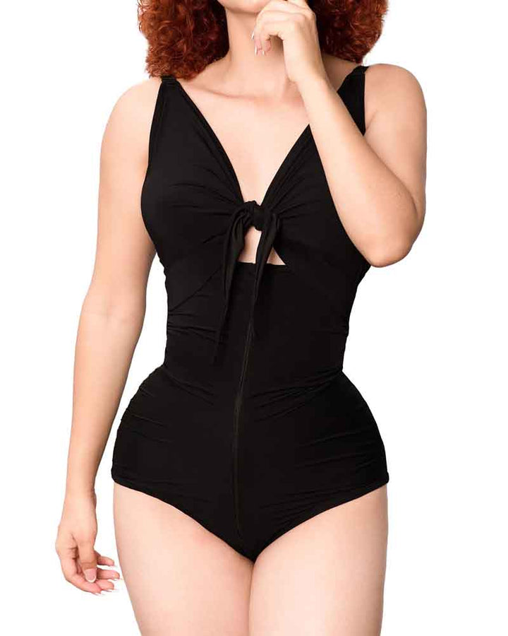 Shapshe® Hoher Taille Falten Shape Badeanzug Einteilig Bauchweg Bademode