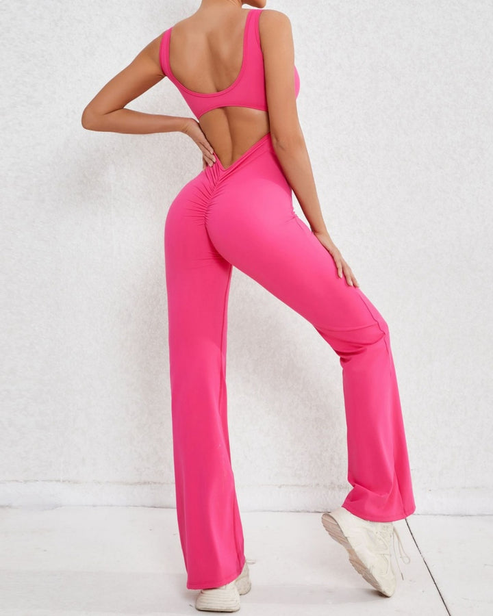 Sportlicher Yoga-Jumpsuit mit Ausgestelltem Bein und Hohlem Rücken