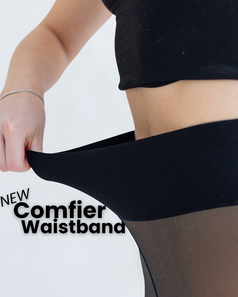 Damen Fleece Gefütterte Strumpfhosen Durchscheinend Warme Komfort Shapewear Leggings