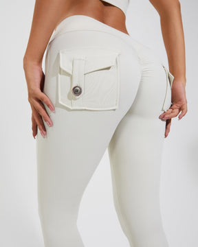 Peach Hip Fitness Leggings mit Cargo Taschen