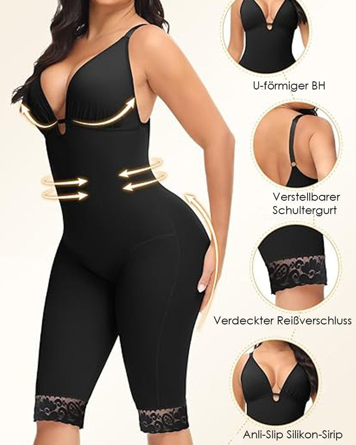 U Plunge Bauchweg Mittlerem Oberschenkel Bodysuit Nahtloser Ganzkörper Fajas Shapewear