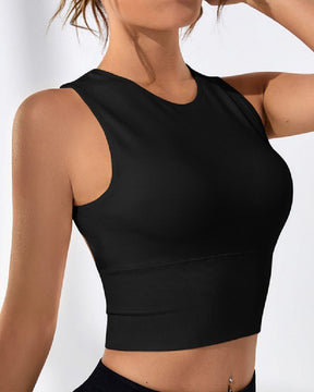 Damen Einfarbig Offener Rücken Geripptes Basic Elastisches Yoga Sport Tank Top