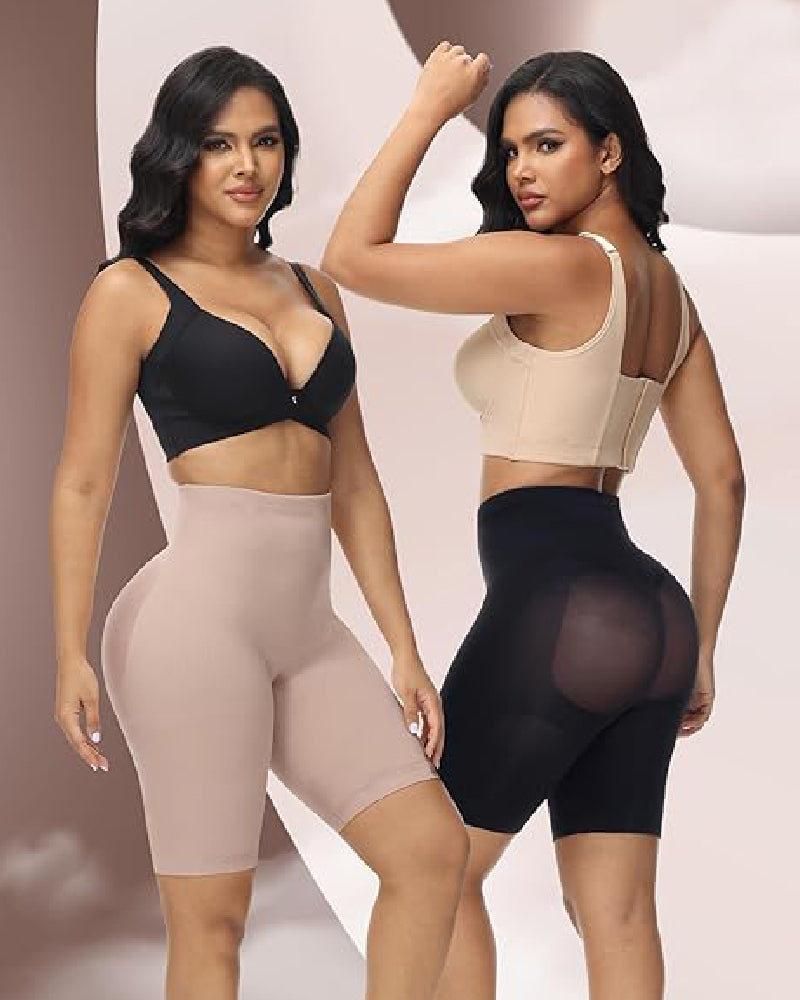 Damen Hoher Taille Shapewear Shorts Nahtlos Bauchkontrolle Faja Po-Lifter Shorts