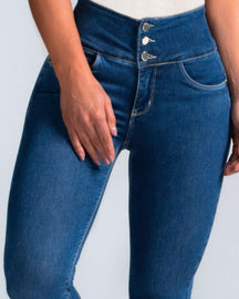 Sexy Skinny Jeans mit Hoher Taille und Schmaler Passform und Mehreren Knöpfen