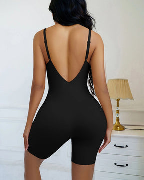 Nahtloser solide Farbe Bügel V Rückenfrei Shapewear Bodysuit