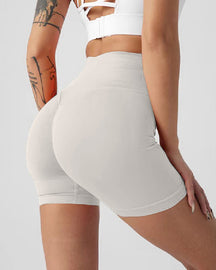 Damen Nahtlose Hoher Taille Push Up Shapewear Shorts Po-Lift Sports Biker Shorts