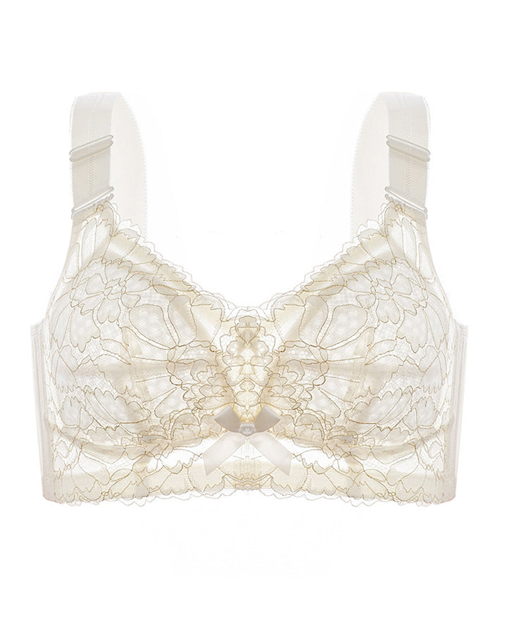 Eleganter Floraler Spitze Kabelloser Atmungsaktiver Minimizer BH Mit Vollständiger Abdeckung