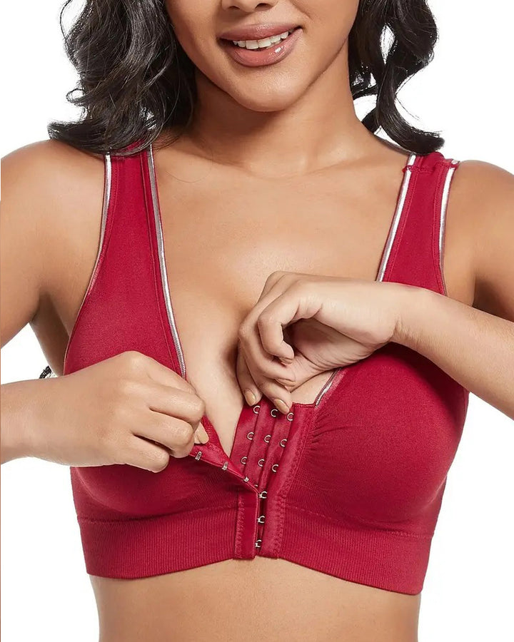 Shapshe® Damen Frontschnalle Hohl Atmungsaktiv Bügellos Sport BH In Übergröße
