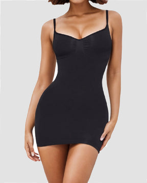 Damen Schlichtes Schlankheits Shapewear Slip Kleid Nahtlos Bauchweg Cami Unterkleid