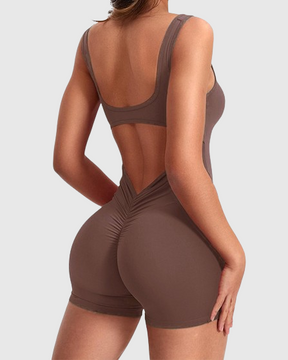 Sexy rückenfreier One Shoulder Bodysuit ohne Ärmel mit Dreiviertel-Hosen