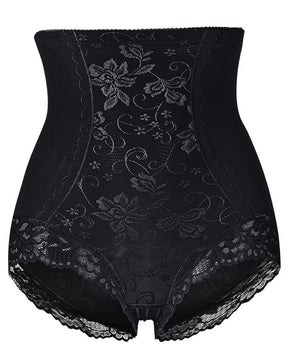 Hohe Taille Florale Spitze Bauchweg Shapewear Slip Atmungsaktiv Formend Unterwäsche