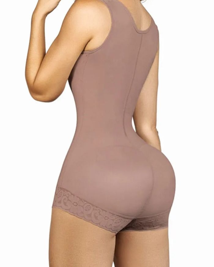 Damen Haken- und Ösenverschluss Brustunterstützung Shapewear  Bauchweg Dreieck Bodysuit