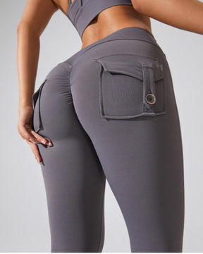 Peach Hip Fitness Leggings mit Cargo Taschen