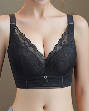 Damen Sexy Push Up Weicher Bügel BH Atmungsaktive Dünne Anti-Sagging Spitze Unterwäsche